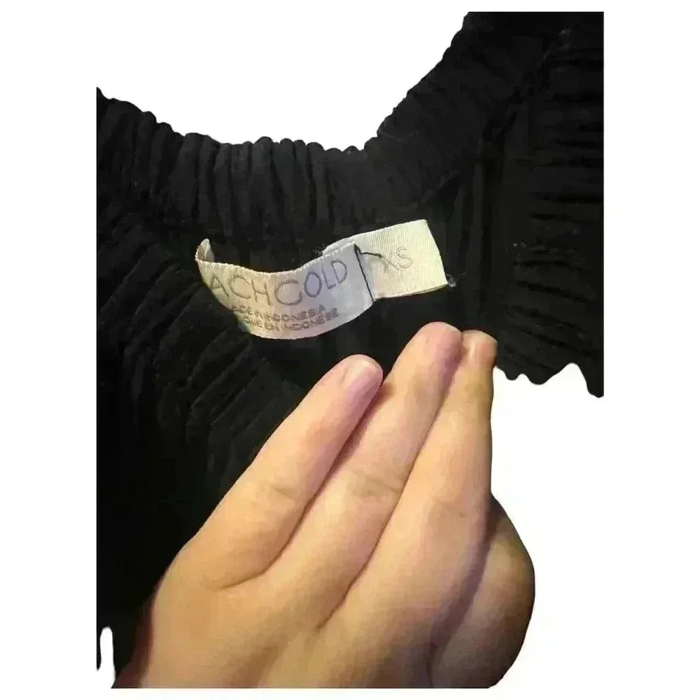 Beachgold Black Off-the-Shoulder Jumpsuit XS Short Sleeve Elastic Waist Pockets - Picture 6 of 7